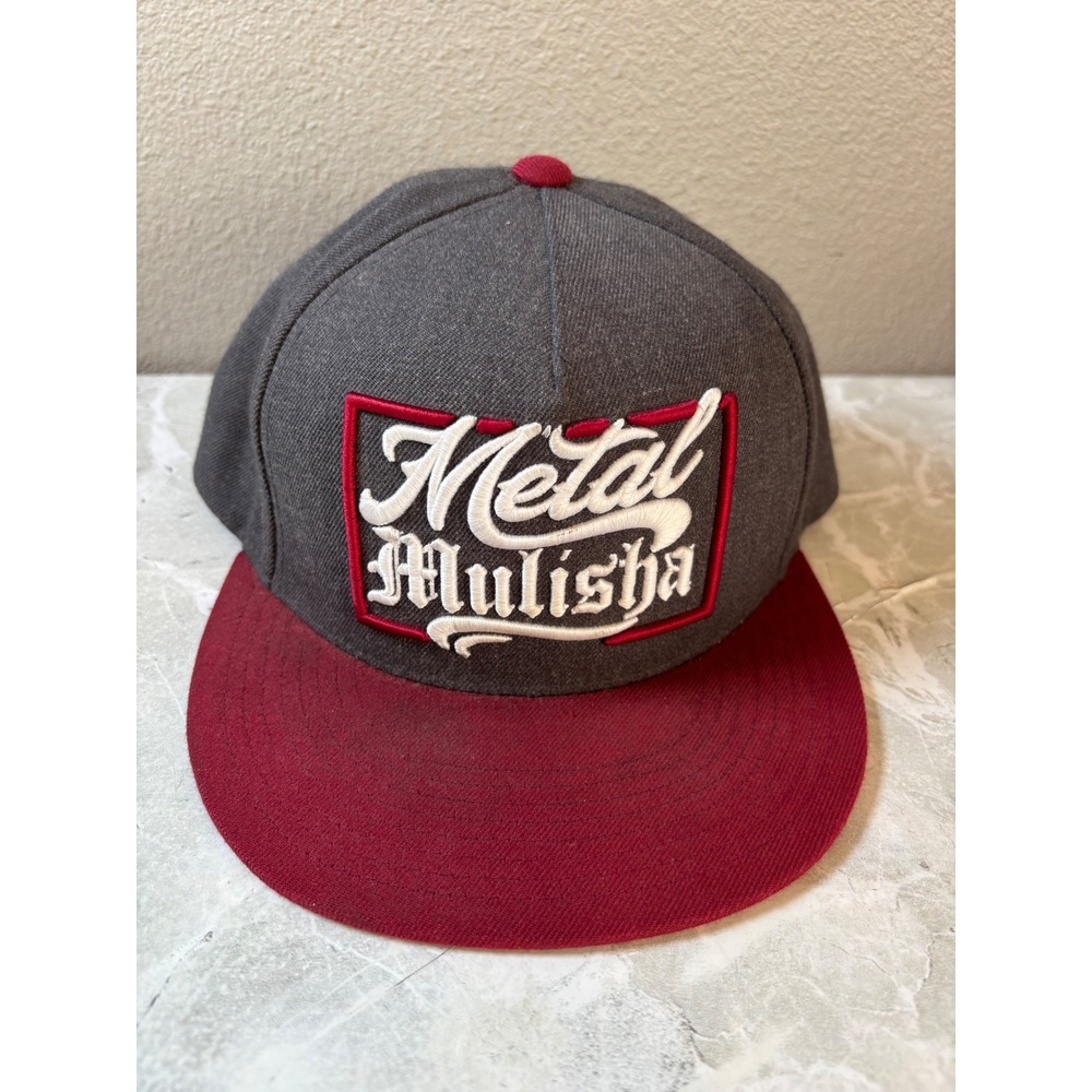 Metal Mulisha Snapback Hat Grey Red Embroidered Logo Flat Bill Cap M35596327